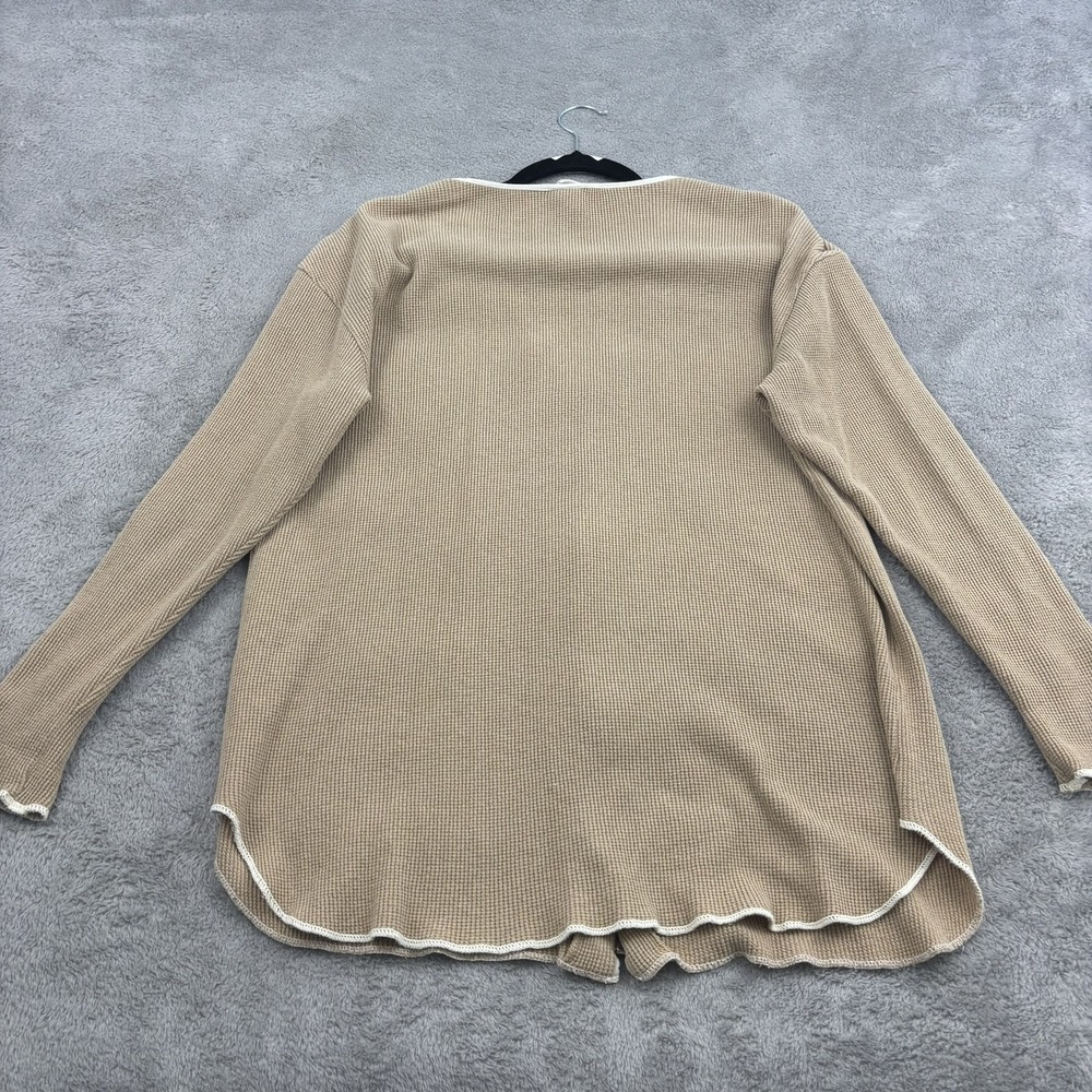 VTG Fitigues Waffle‎ Knit Zip Up Sweater Jacket Womens S Beige Comfy Loungewear - Picture 2 of 14